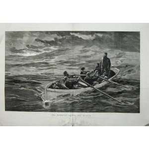  Ship Wreck Survivors Rowing Boat Sea 1882 Fine Art