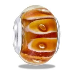 Brown/Amber Petal Glass Decorative Art Glass European/Memory Charm 