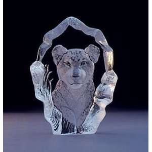 Lion Cub Crystal Art Glass Sculpture 