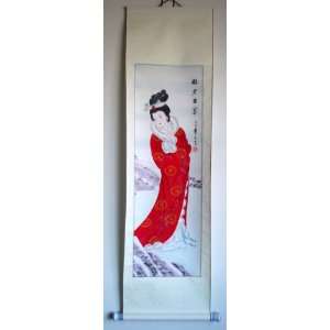  Big Chinese Art Watercolor Painting Scroll Beauty 