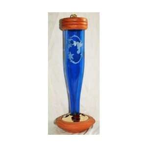 Schrodt Artfully Simple Cobalt Blue Etched HummingBird Lantern, with 