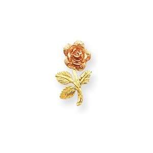  Mini Pink Rose Flower Pendant in 14k Yellow Gold Jewelry