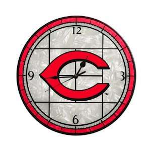   MLB Cincinnati Reds 12 Inch Art Glass Clock