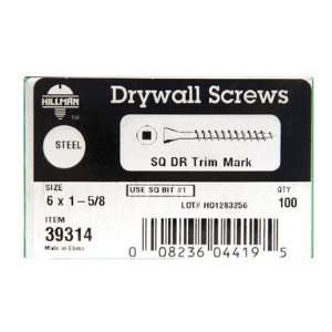   Bx/100 x 4 Hillman Trim Head Drywall Screws (39314)