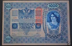 RR AUSTRIA HUNGARY 1000 1,000 TAUSEND KRONEN 1902 BANKNOTE UNC  