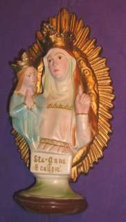 Statue St Anne deBeaupre w/ Gilded Radiance Vintage Painted Chalk 