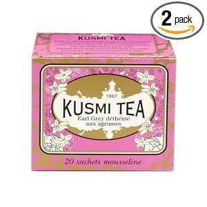 Kusmi Decaf Earl Grey With Citrus Fruit Tea Bags, 1.55 Ounce Boxes 