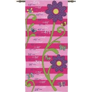  Girls Pink Flowers & Butterlies Tapestry Growth Chart Wall 