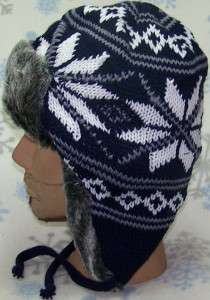 Diamond Knit Russian Winter Ear Flap Ski Hat,Earflap,Toboggan,Cap 