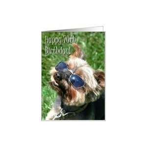  70th Birthday Yorkshire Terrier with sunglasses Card Toys & Games