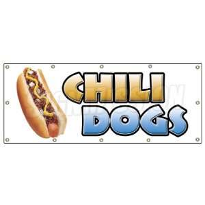 48x120 CHILI DOGS BANNER SIGN hot dog cart stand signs franks dogs 