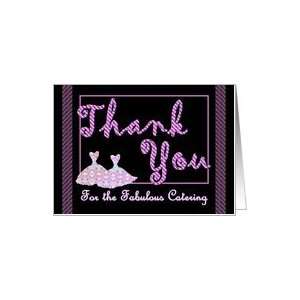 CATERER Wedding Thank You   Purple Stripes & Dresses Card