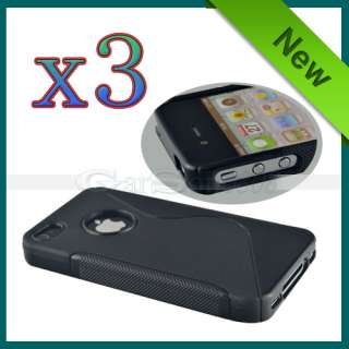 3x Black TPU Skin Case Cover Bumper For Apple iPhone 4S 4 4G Best New 