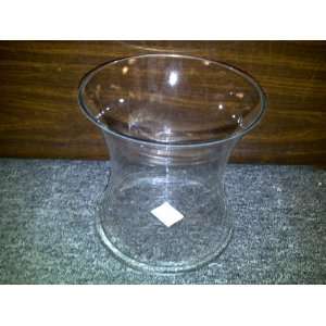 TBC Unique Hurricane Glass Vase Clear Glass Short Hurricane Concaved 