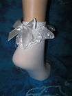 NIP White LEG AVENUE Lace Ruffle Anklet sock OS  