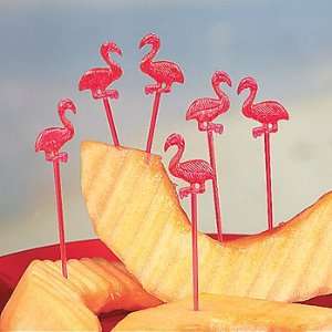   72 Plastic Pink Flamingo Luau Food Snack Party Picks