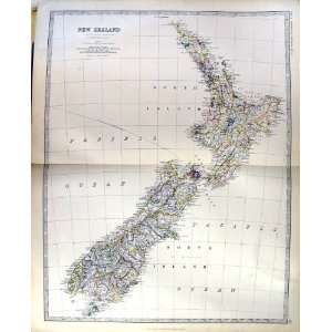   PACIFIC OCEAN COOK STRAIT STEWART ISLAND JOHNSTON ANTIQUE MAP 1883