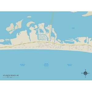  Political Map of Atlantic Beach, NC Premium Poster Print 
