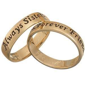  10K Gold Sisters Sentiment Engraved Message Ring Jewelry