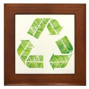  Framed Tile Recycle Symbol in Leaves 