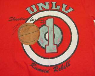 VINTAGE RARE UNLV REBELS UNIVERSITY LAS VEGAS COLLEGE BASKETBALL T 