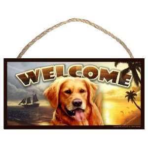 Golden Retriever Summer Season Welcome Dog Sign / Plaque featuring the 