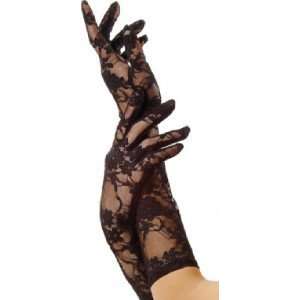   Black Lace Elbow Gloves Gothic Vamp Pin up Club Glam 
