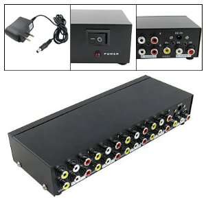  Composite Video Audio 8 Port RCA AV Splitter w AC Power 