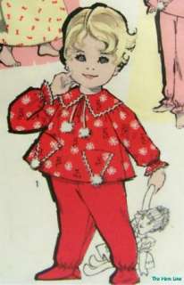 Vintage 60s Advance 9606 Toddler Girls Pajamas Nightgown Pattern S2 