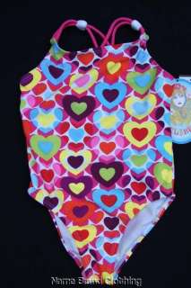 New girls one piece swimsuit bathing suit hearts nwt  