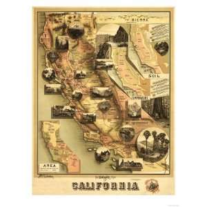  California   Panoramic Map Premium Poster Print