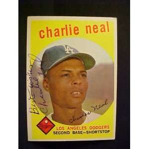 Charlie Neal Los Angeles Dodgers #427 1959 Topps Signed Autographed 