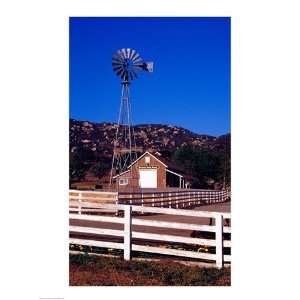  USA, California, windmill on farm Poster (18.00 x 24.00 