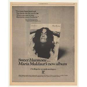  Muldaur Sweet Harmony Reprise Records Print Ad (46724)