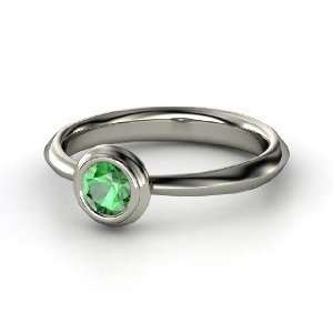  Bezel Ring, Round Emerald Platinum Ring Jewelry
