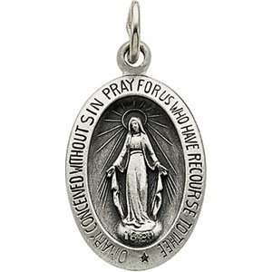  14K White Gold Miraculous Medal DivaDiamonds Jewelry