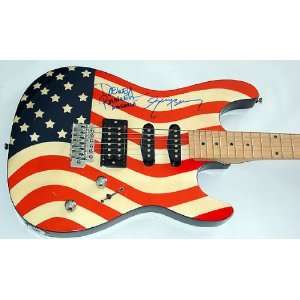 America Autographed Signed USA Flag Guitar & Proof PSA/DNA