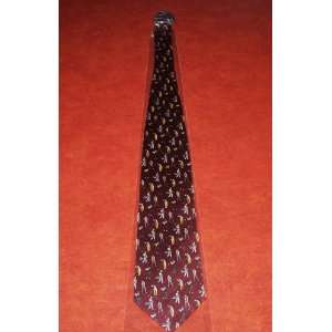   Bossi Decorative All Silk Mens Neck tie Golf ThemeMaroon Fabric