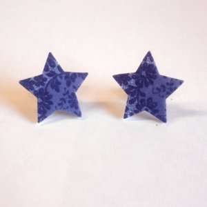 Sour Cherry Silver plated base Blue Lace Star Earrings
