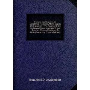   De Cette Compagnie (French Edition) Jean Rond D Le Alembert Books