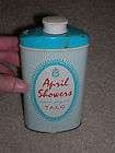 Vintage April Showers plastic dusting powder container  