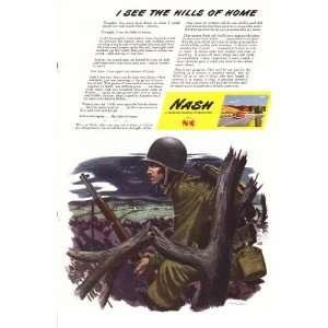 1944 WWII Ad Nash Kelvinator Us Army Infantry Soldier Hills of Home 
