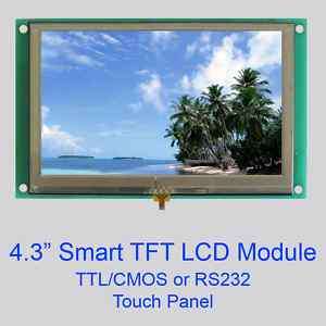 HMI Smart Serial TFT LCD Module & TP TTL/CMOS or RS232  