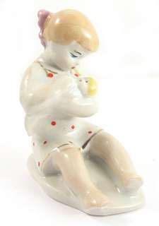 GIRL w DOLL Russian Ukrainian Porcelain Figurine  