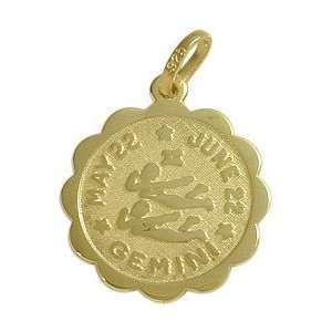   Yellow Gold Gemini Pendant (May 22   June 22) with 20 chain Jewelry