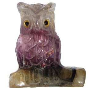   Rainbow Crystal Carving Purple Stone Wisdom Bird 1.7 