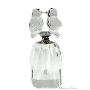   Deco Cut Crystal Perfume Bottle with Kissing Birds Top