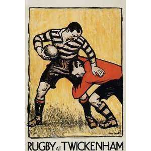  RUGBY SPORT AT TWICKENHAM ENGLAND UK SMALL VINTAGE POSTER 
