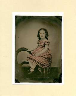 TIN TYPE FULL PLATE TINTED, YOUNG GIRL IN RED DRESS  