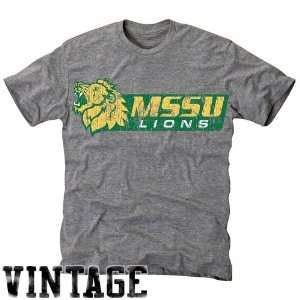 Missouri Southern State Lions Ash Distressed Logo Vintage Tri Blend T 